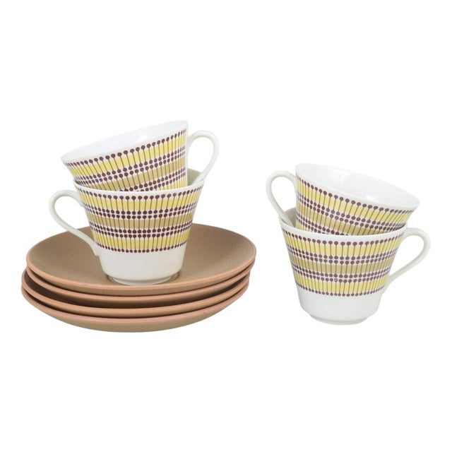 Mandarin Teacups with Saucers by Marianne Westman for Rörstrand, 1960s, Set of 8 For Sale