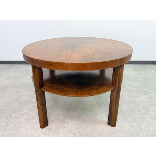 An exquisite, fully restored Art Deco two-tier coffee table, designed by the legendary Czech modernist architect Jindřich...