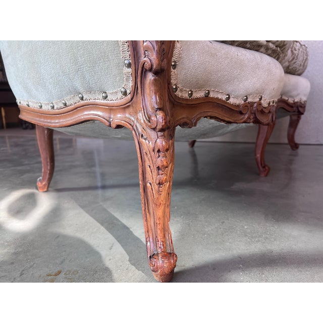 Pair of Victorian Carved Walnut Button Back Sofa Circa 1890 For Sale - Image 10 of 12
