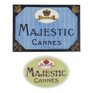 Majestic Hotel & Cannes France Vintage Luggage Labels - a Pair