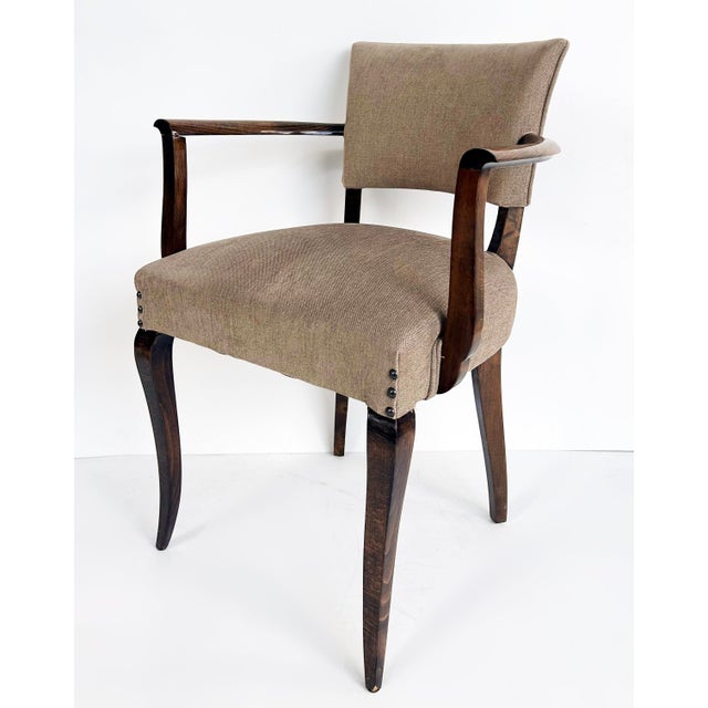 French Art Deco Beech Wood Armchairs by Jean Pascaud, Two Pairs Available C1940s For Sale - Image 11 of 14