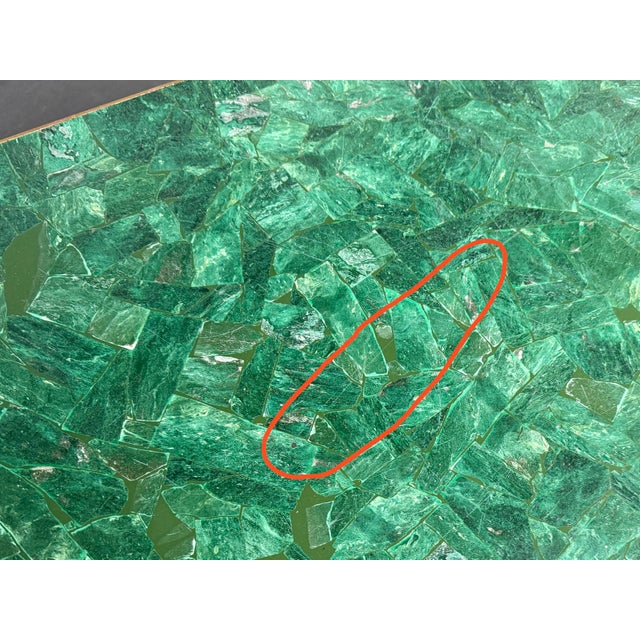 Coffee Table with Malachite Top and Brass Frame, France, 1950s For Sale - Image 6 of 7