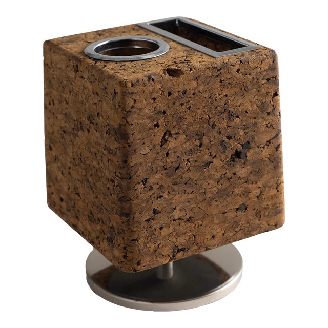 Mid Century Park Sherman Rotating Cork and Chrome Pen Organizer For Sale