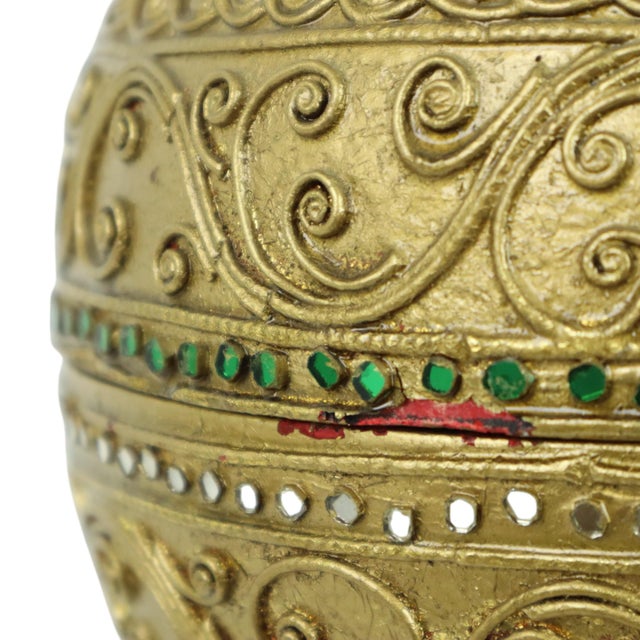 Large Golden Wooden Offering Bowl, 1950s For Sale - Image 6 of 13