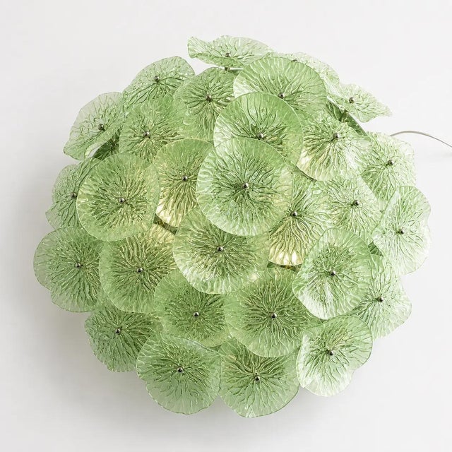 Early 21st Century Floreal Green Murano Glass Flush Mount by Simoeng For Sale - Image 5 of 6