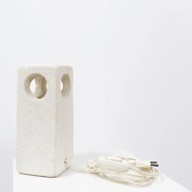 Carved Limestone Table Lamp by Albert Tormos, France, 1970s For Sale - Image 4 of 7