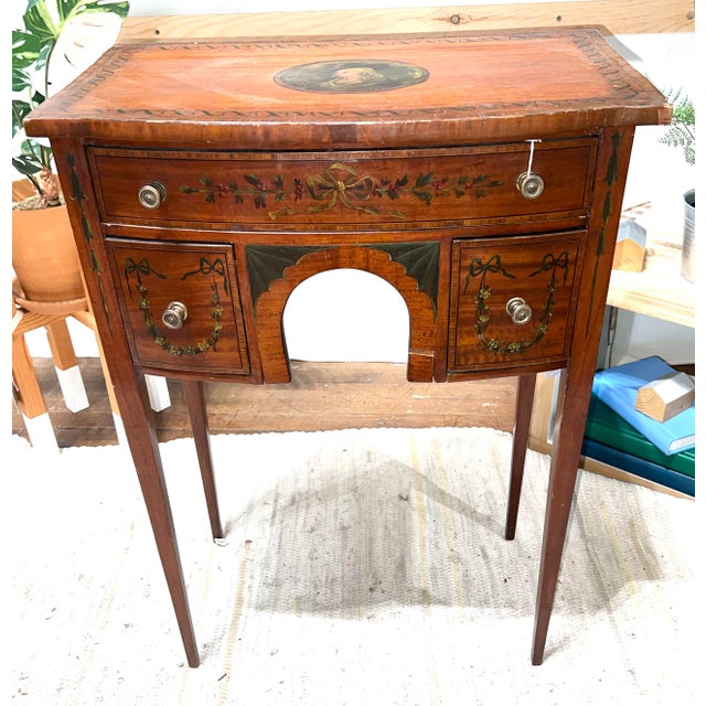 Wood Antique Hand Painted Sheraton Side Table, Attributed For Sale - Image 7 of 7