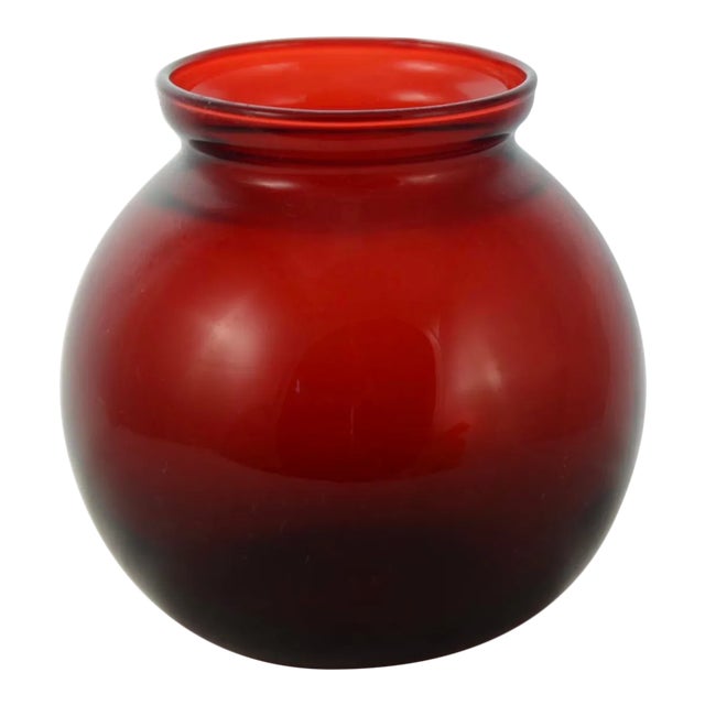 Red Ruby Glass Ball Vase For Sale