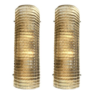 Smoked Diamanted Rectangular Murano Glass Wall Sconce-Set of Two For Sale