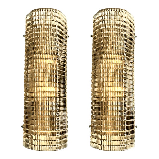 Smoked Diamanted Rectangular Murano Glass Wall Sconce-Set of Two For Sale