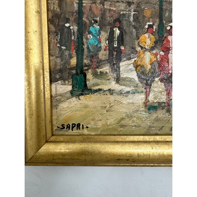 Italian Vintage Framed Italian Street Scene Signed Sapri For Sale - Image 3 of 6