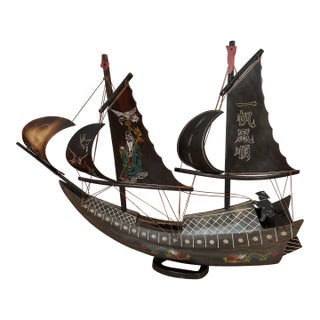 Mid-Century Asian Carved Water Buffalo Horn Sailboat Model For Sale