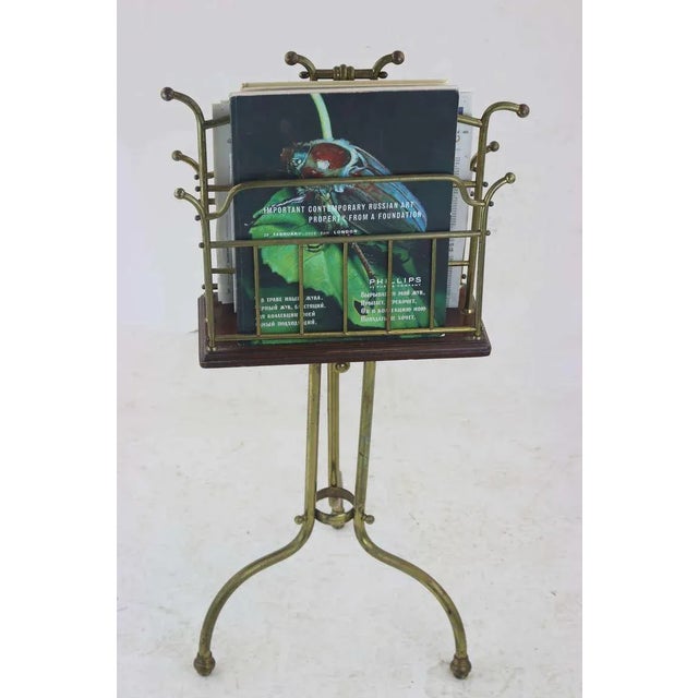 19th Century Edwardian Brass Walnut Canterbury Magazine Holder with Provenance For Sale - Image 4 of 8
