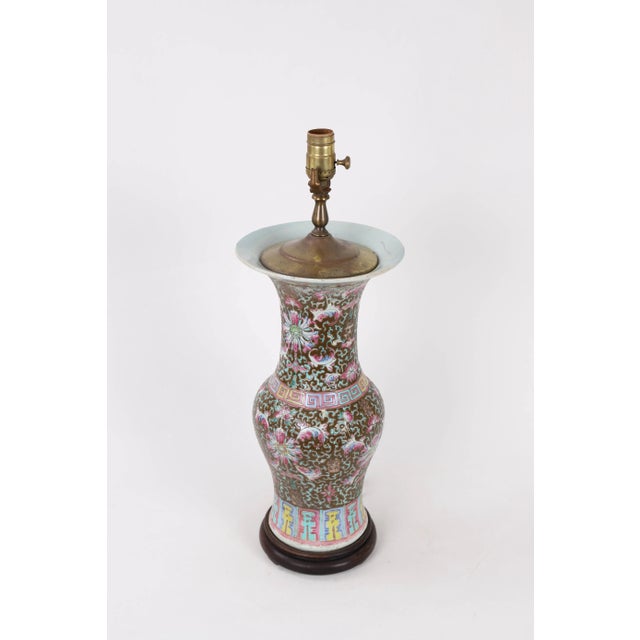 Asian Late 19th Century Famille Rose Arabesque Qing Vase Lamp For Sale - Image 3 of 5