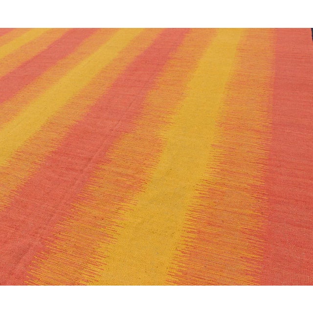 2020s Sunset Striped Afghan Kilim Rug in Yellow, Orange, Coral For Sale In Atlanta - Image 6 of 12