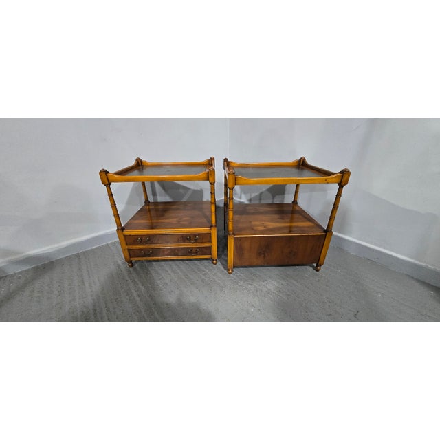 Brown Vintage Yew Side Tables, 1920, Set of 2 For Sale - Image 8 of 13