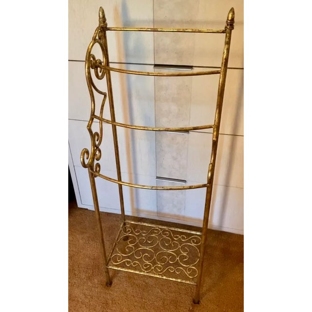 1930s Hollywood Regency Gold Iron Towel Rack For Sale - Image 10 of 10
