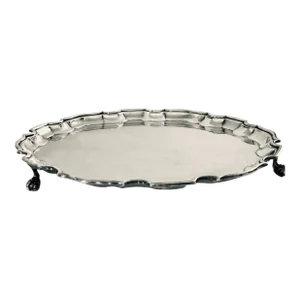 Silver Footed Pie Crust Serving Tray
