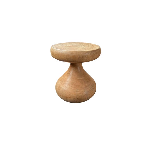 Sculptural Round Table Crafted From Solid Mango Wood, Natural Finish For Sale - Image 4 of 7