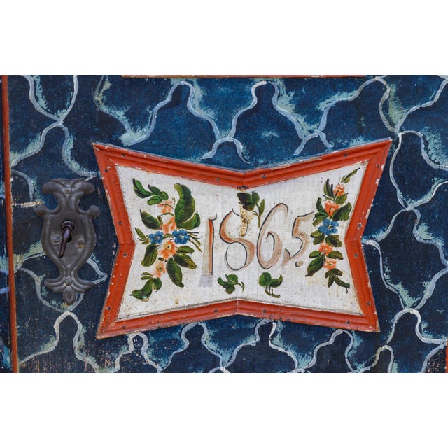 Antique Baroque Folk Art Hand-Painted Cabinet in Wood, Central Europe, 1865 For Sale - Image 15 of 18