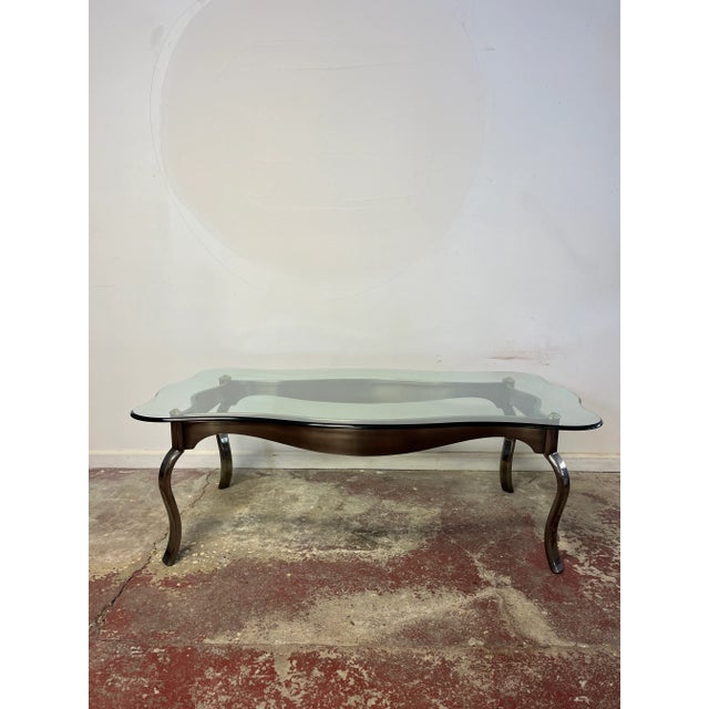 1980s Postmodern Steel and Brass Coffee Table For Sale - Image 5 of 7