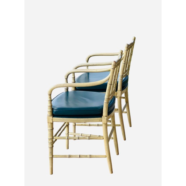Pair of Vintage Kittinger Faux Bamboo Armchairs For Sale - Image 15 of 17