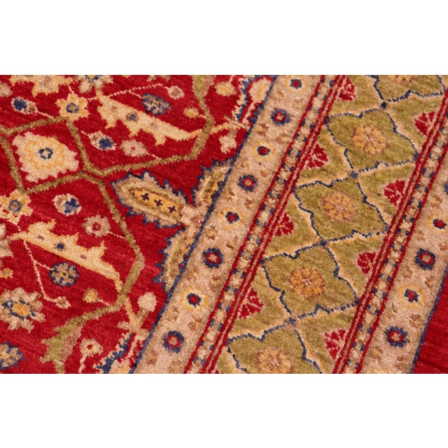 Textile Bohemien Ziegler Red Green Hand-Knotted Wool Rug - 6'0'' X 8'9'' For Sale - Image 7 of 8