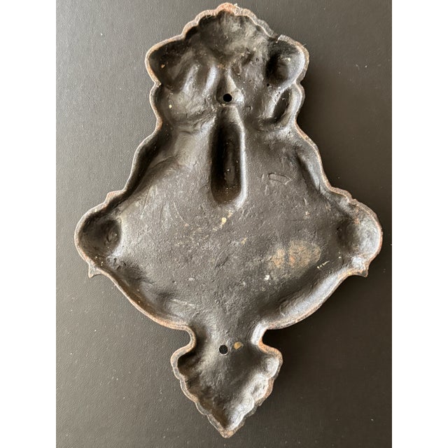 Black Vintage Cast Iron Door Knocker Ft. Cherub Motif 6.5" X 9" Heavy-Duty For Sale - Image 8 of 9