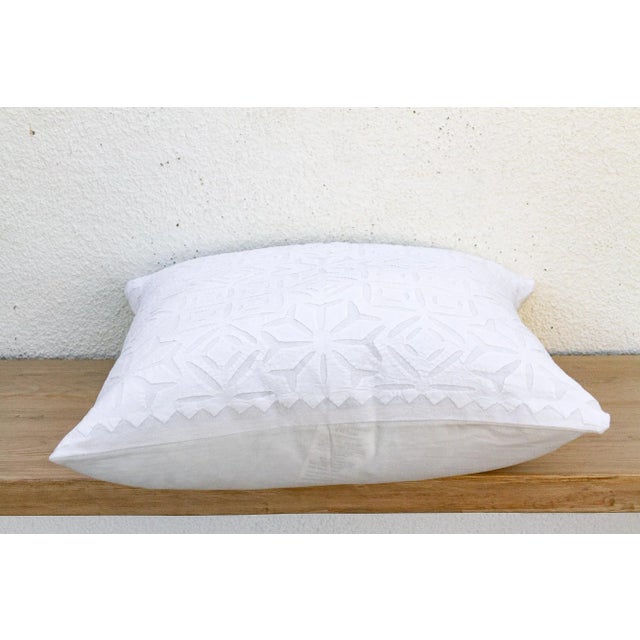 Textile Snow Lotus Appliqué Pillow Cover For Sale - Image 7 of 9