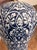 2020s Contemporary Blue and White Ikat Pattern Ralph Lauren Over-Sized Jar Lamps With White Linen Shades, a Pair For Sale - Image 5 of 8