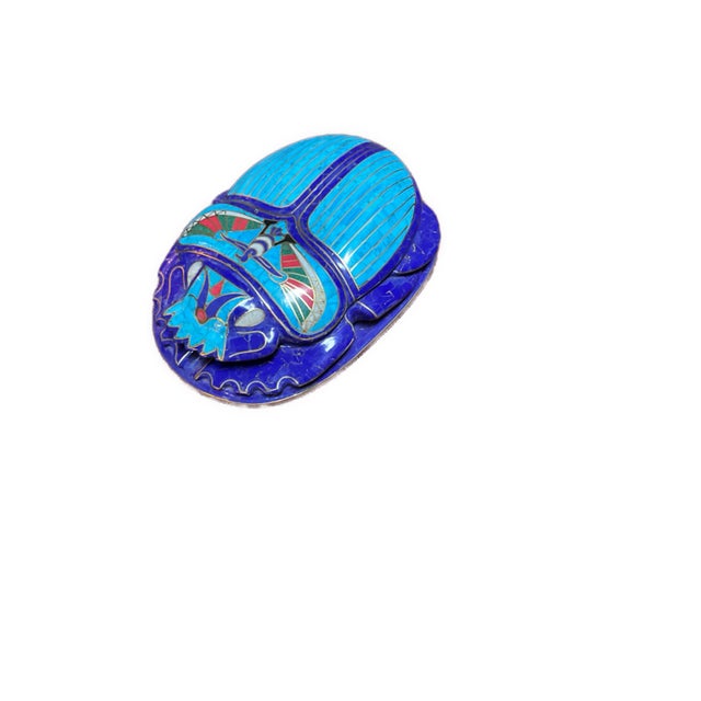 Royal Handmade Egyptian Pharaonic Scarab - Lapis & Turquoise Inlay For Sale - Image 4 of 9