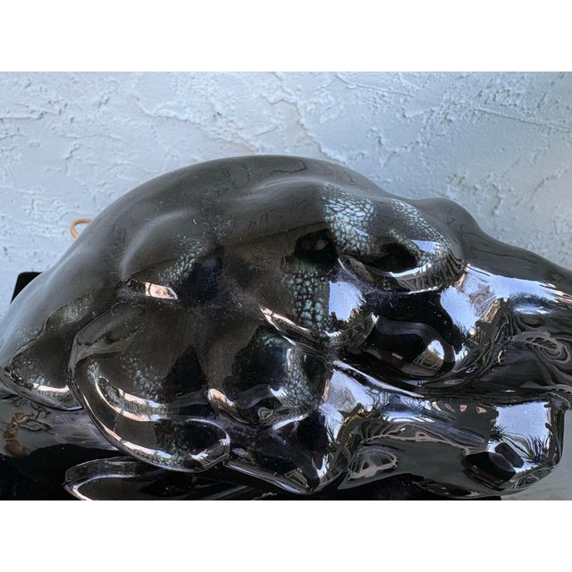 Black Vintage Black Ceramic Double Horse Head Table Lamp With Sculptural Glaze For Sale - Image 8 of 11