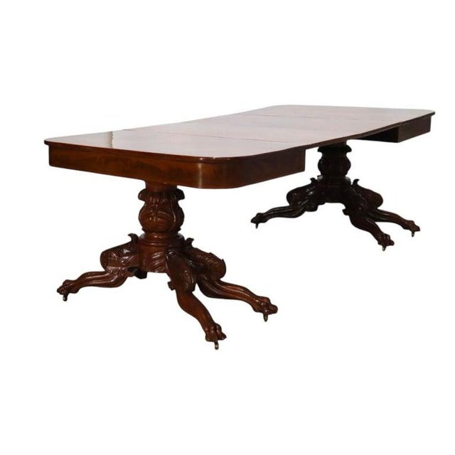 Wood Classical Quervelle Inspired Drop-Leaf & Claw Foot Mahogany Banquet Table C1840 For Sale - Image 7 of 11