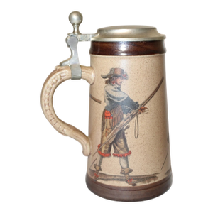 Vintage Marzi & Remy Lidded Pottery Stoneware Pewter Figural Beer Stein Mug