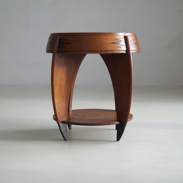 An exceptional example of Dutch Art Deco, this Amsterdam School table was designed by P.E.L. Izeren for De Genneper Molen...