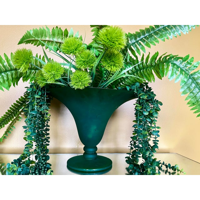 Glass Large 1980s Spanish Artisan Green Glass Centerpiece Bowl For Sale - Image 7 of 12