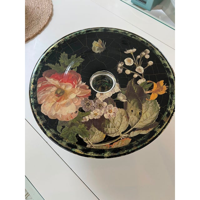 Traditional Vintage Floral Decoupage Pedestal Cake Stand / Serving Platter - 12" For Sale - Image 3 of 5
