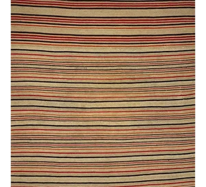 1950s Square Tan/Red Stripe Pattern Persian Kilim Rug 9’0″ X 9’0″