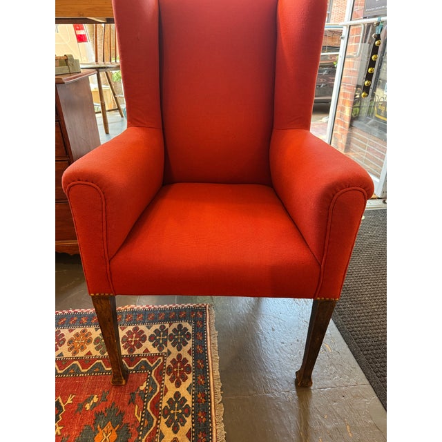 1900 - 1909 1900s Antique Woven Wool Wingback Chair For Sale - Image 5 of 9