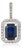 Art Deco 1.21ct Blue Sapphire & Diamond Halo Pendant in 14k White Gold For Sale