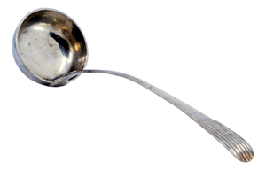 Silver Soup Ladle with Embossed Handle