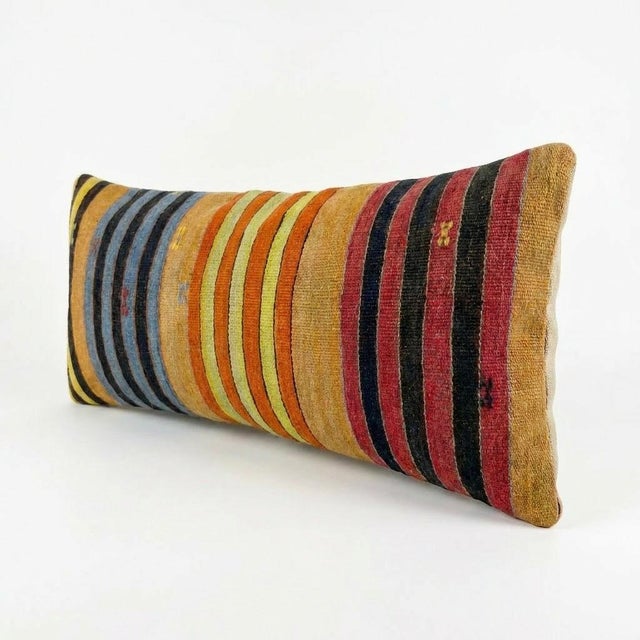 Mid-Century Modern Bohemian Turkish Kilim Bedding Rug Pillow Cover 16'' X 47'' For Sale - Image 3 of 4