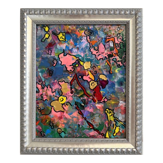 Serg Graff "Whose Tracks" Abstract Painting Framed Outsider Art Coa For Sale