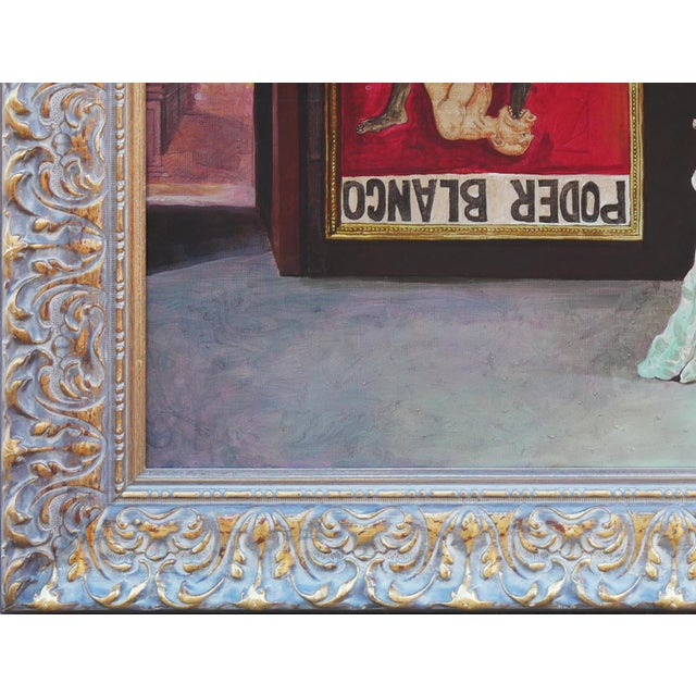 Plastic Douglas Perez Castro "Poderes" Contemporary Realistic Figurative Red Toned Social Commentary Painting, 2013 For Sale - Image 7 of 12