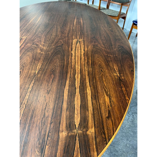 Mid Century Modern Authentic Knoll International Exotic Wood Brazilian Rosewood Oval Dining Table by Designer Florence Knoll. For Sale - Image 14 of 15