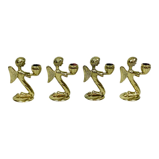 Vintage Christmas Angel Miniature Candle Holders- Set of 4 For Sale