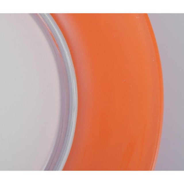 Art Glass Plates in Orange and White Glass from Duralex, France, 1970s, Set of 4 For Sale - Image 3 of 7
