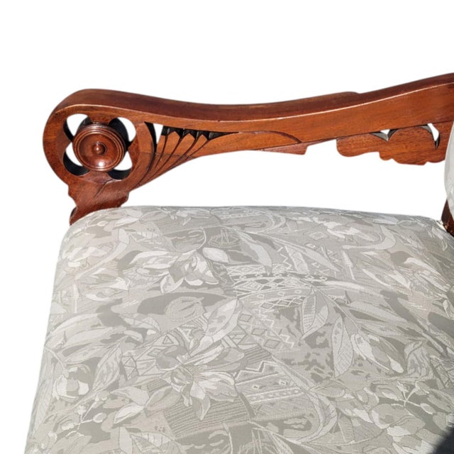 Antique 19th C Eastlake Loveseat Refinished Walnut Victorian Upholstered Settee For Sale - Image 12 of 18
