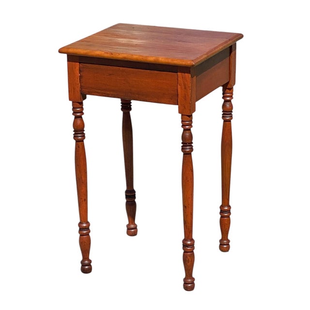 American Antique Sheraton Cherry Work Table / Nightstand With Blank Drawer For Sale - Image 3 of 12