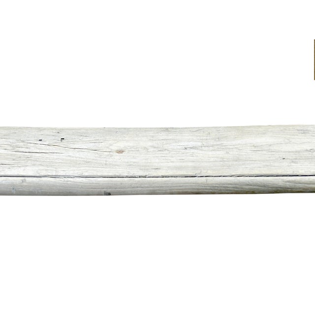 Raw Rough Wood Grain Rectangle Long Slim Stool Bench Side Table For Sale - Image 9 of 9